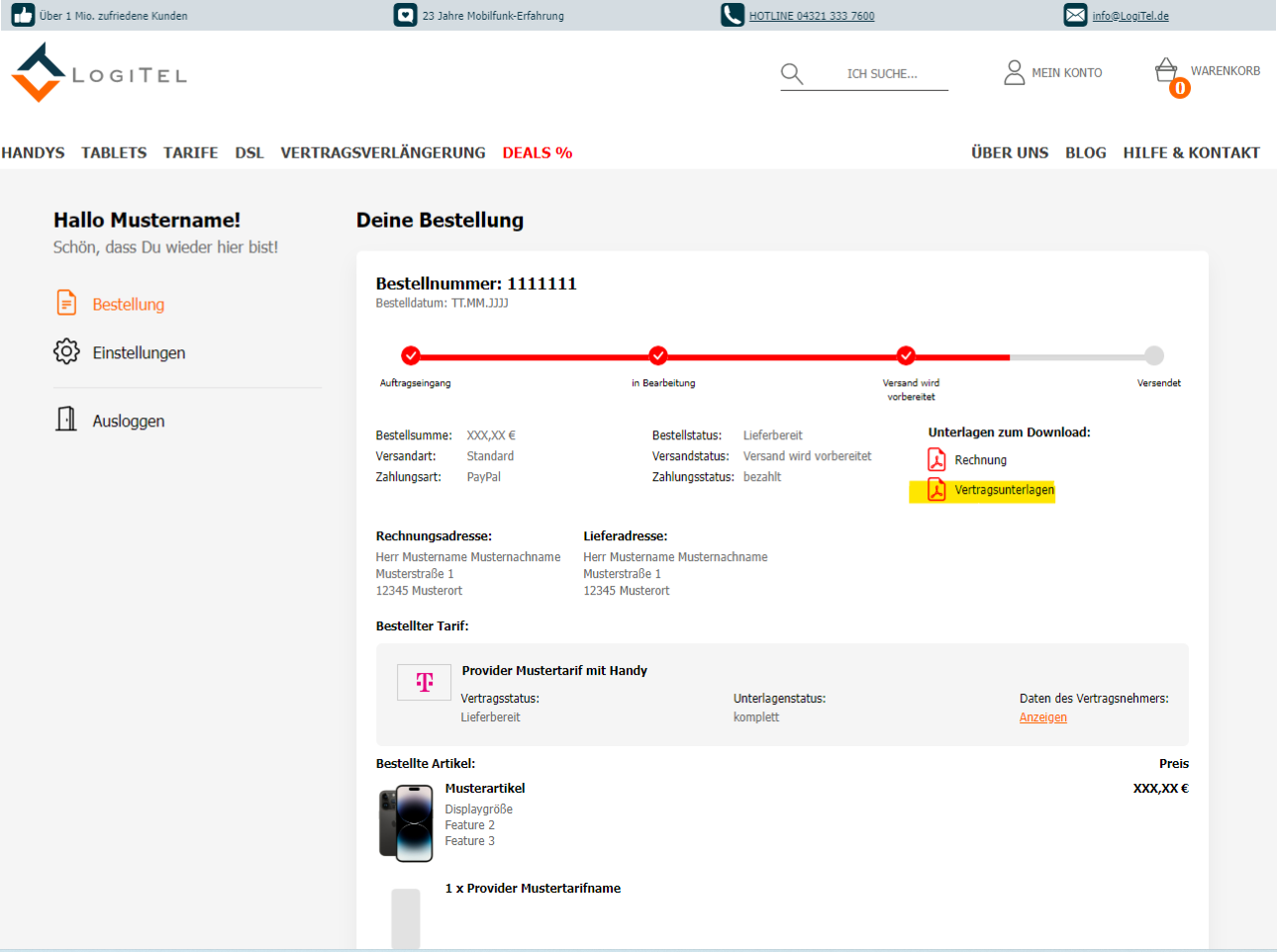Vertragsunterlagen Vorschau